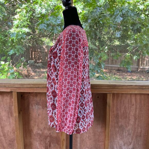 Joie Women's Auberon B Print Silk Top In Coral Rose Size M - Picture 4 of 10